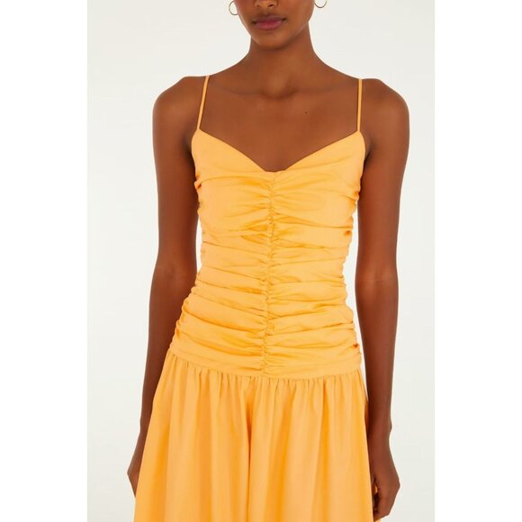 NWT Farm Rio Gathered Drop Waist Maxi Dress Size S Orange Cotton - Picture 2 of 15